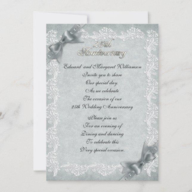 invitación de cumpleaños de bodas de plata elegant (Anverso)