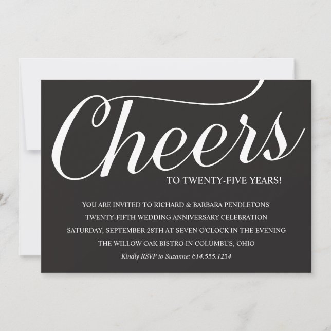 Invitación de cumpleaños de bodas de plata elegant (Anverso)