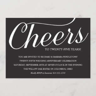 Invitación de cumpleaños de bodas de plata elegant