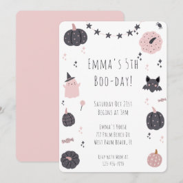 Invitación de cumpleaños de Boho Pink Modern Hallo