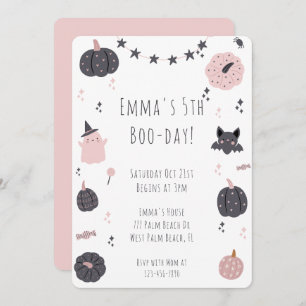 Invitación de cumpleaños de Boho Pink Modern Hallo