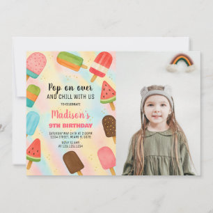 Invitación de cumpleaños de Boho Popsicle