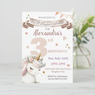 Invitación de cumpleaños de Boho Unicorn Magical C