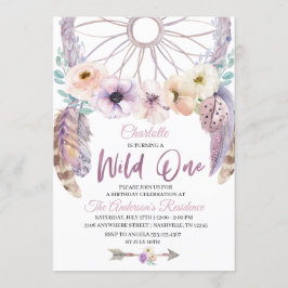 Invitación de cumpleaños de Boho Wild One Dreamcat