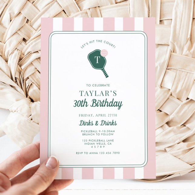 Invitación de cumpleaños de bolas de póleo persona (Pickleball Birthday Party Invitation)