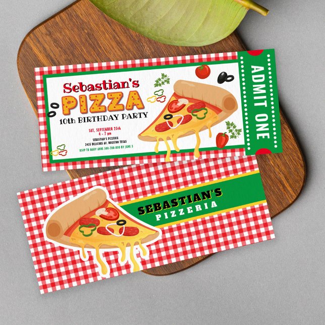Invitación de cumpleaños de boleto de pizza (Subido por el creador)