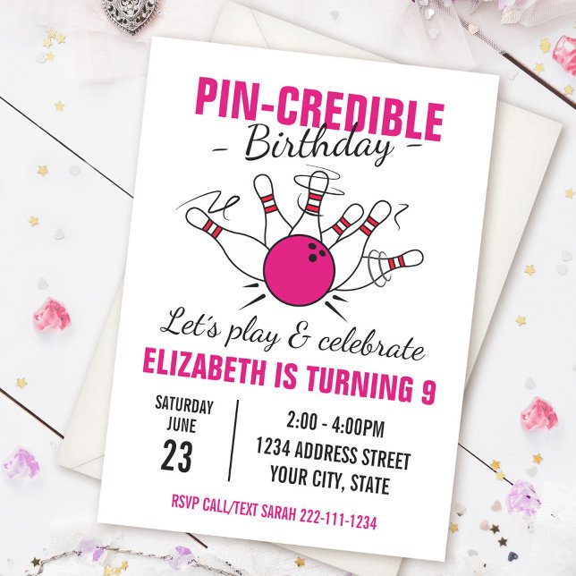 Invitación de cumpleaños de boliche para chicas (Subido por el creador)