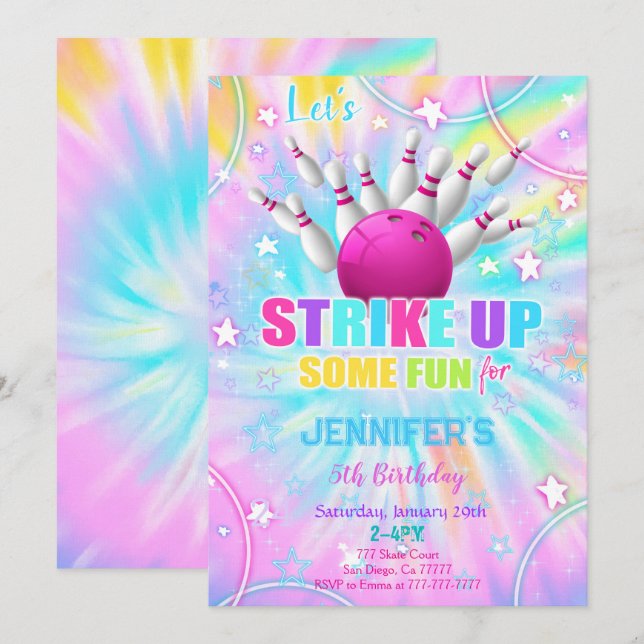 Invitación de cumpleaños de bolos editable (Anverso / Reverso)