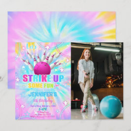 Invitación de cumpleaños de bolos editable con fot