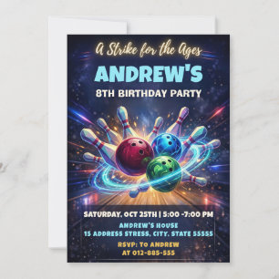 Invitación de cumpleaños de bolos en Personalized