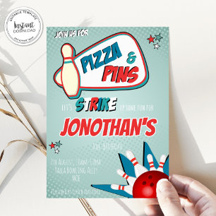 Invitación de cumpleaños de bolos para niños,