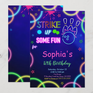Invitación de cumpleaños de bolos STRIKE UP