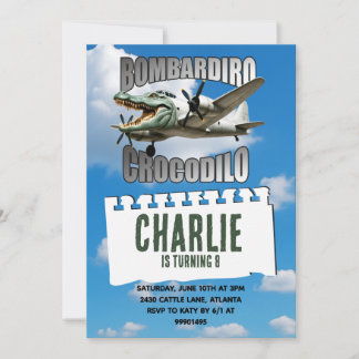 Invitación de cumpleaños de Bombardiro Crocodilo