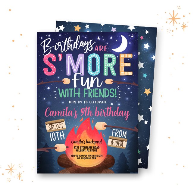 Invitación de cumpleaños de Bonfire S'mores (Subido por el creador)