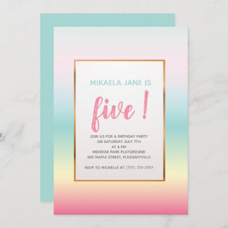 Invitación de cumpleaños de bonito Ombre Chicas