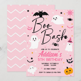 Invitación de cumpleaños de Boo Bash Pink Hallowee