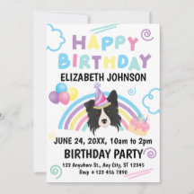Invitación de Cumpleaños de Border Collie