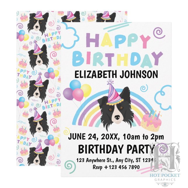Invitación de Cumpleaños de Border Collie (Subido por el creador)