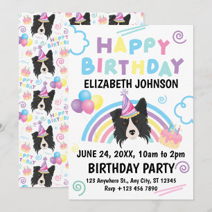 Invitación de Cumpleaños de Border Collie