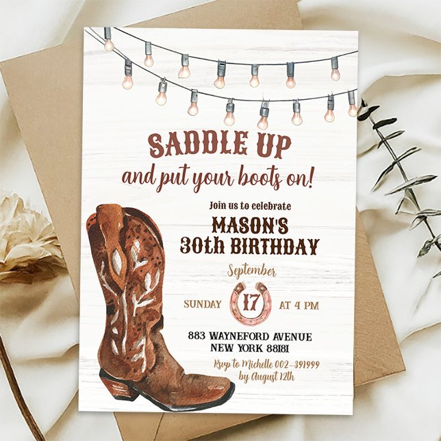 Invitación de cumpleaños de botas de vaquero de ro (Subido por el creador)