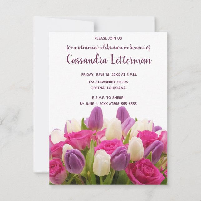 Invitación de cumpleaños de Bouquet floral editabl (Anverso)