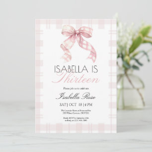Invitación de cumpleaños de Bow rosado