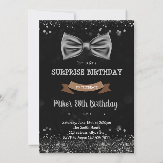 Invitación de cumpleaños de Bow tie men (Anverso)