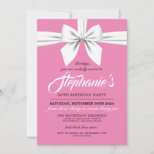 Invitación de cumpleaños de Bow White Tiffany de c