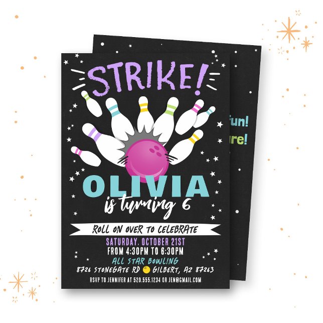 Invitación de cumpleaños de Bowling (Subido por el creador)