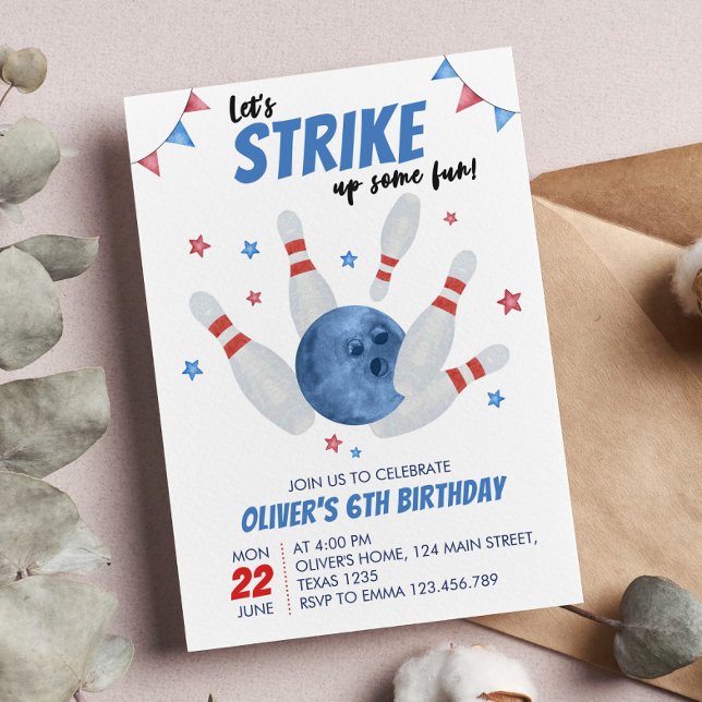 Invitación de cumpleaños de Bowling Boy da un toqu (Subido por el creador)