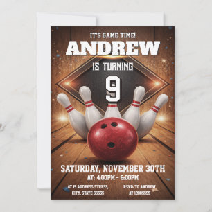 Invitación de Cumpleaños de Bowling Deportes Perso