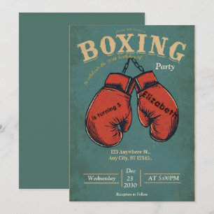 invitación de cumpleaños de boxeo deportivo