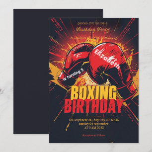 invitación de cumpleaños de boxeo deportivo