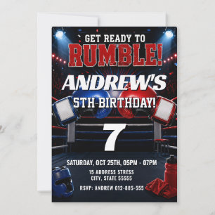 Invitación de cumpleaños de boxeo personalizada