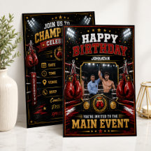 Invitación de cumpleaños de boxeo personalizada co