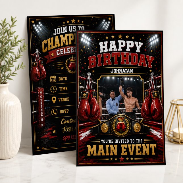 Invitación de cumpleaños de boxeo personalizada co (Subido por el creador)