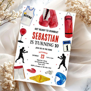 Invitación de cumpleaños de boxeo Prepárate para l