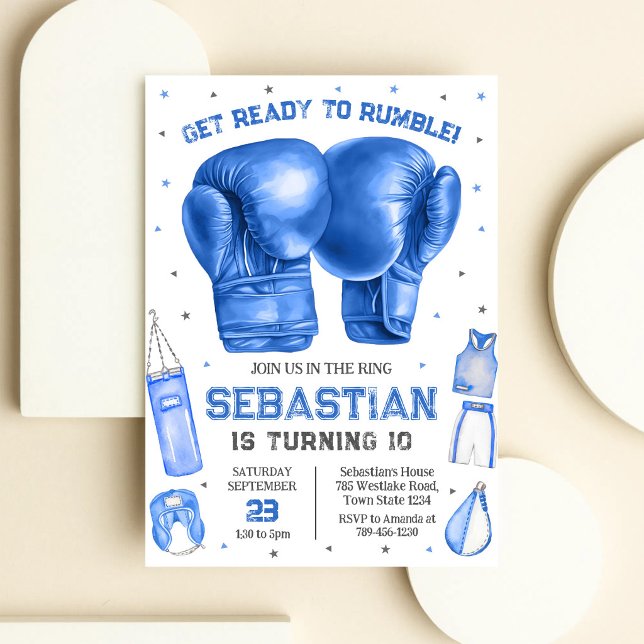 Invitación de cumpleaños de boxeo Prepárate para l (Subido por el creador)