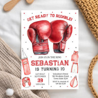 Invitación de cumpleaños de boxeo Prepárate para l