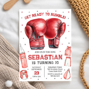 Invitación de cumpleaños de boxeo Prepárate para l