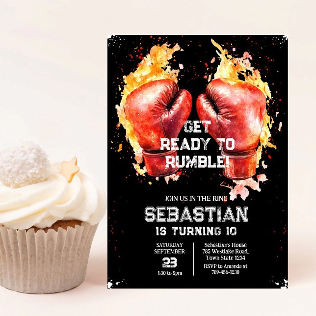 Invitación de cumpleaños de boxeo Prepárate para l (Subido por el creador)