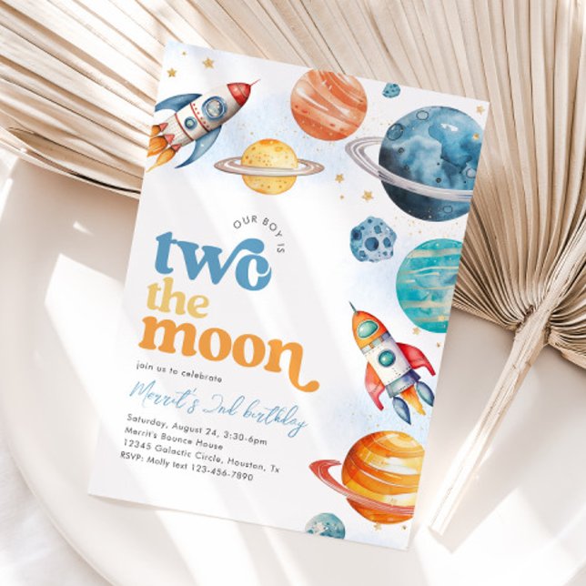 Invitación de cumpleaños de Boy's Two the Moon Roc (Subido por el creador)