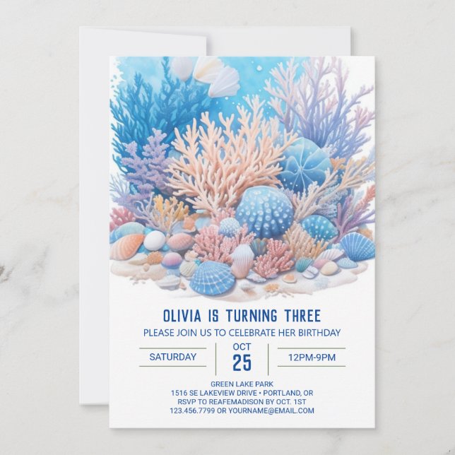 Invitación de cumpleaños de Boy's Under the Sea Ba (Anverso)