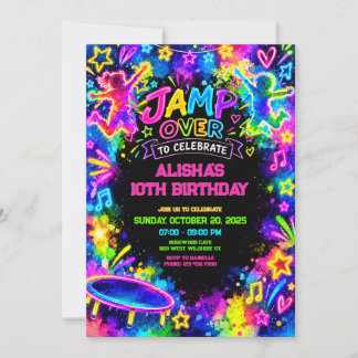 Invitación de cumpleaños de brincolín con brillo n