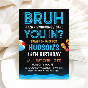 Invitación de cumpleaños de Bruh Pool Party para n