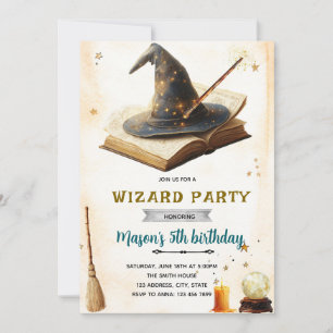 invitación de cumpleaños de bruja de mago