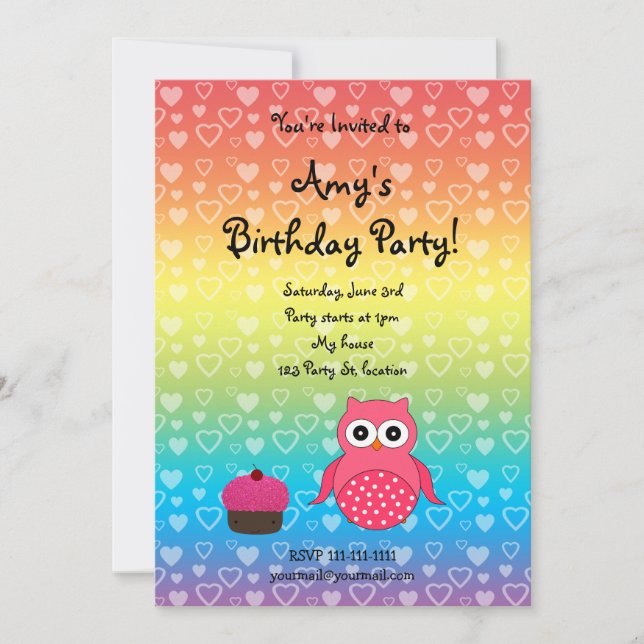 Invitación de cumpleaños de búho (Anverso)