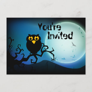 Invitación de cumpleaños de búho de Halloween