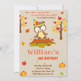 Invitación de cumpleaños de búho Invitación de búh