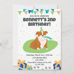 Invitación de cumpleaños de bulldog